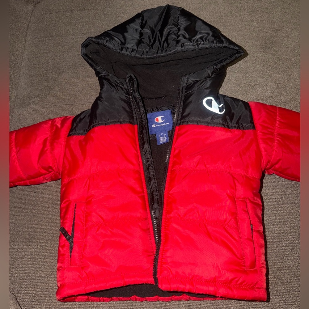 Champion Toddler Puffer Jacket 2T – Red/Black – Like New